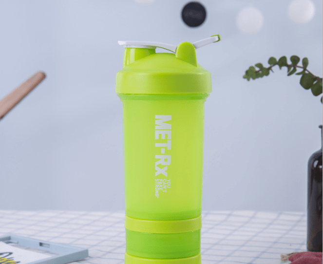 Bouteille Shaker de Fitness pour Poudre Protéinée avec Échelle de Mesure - Yellow