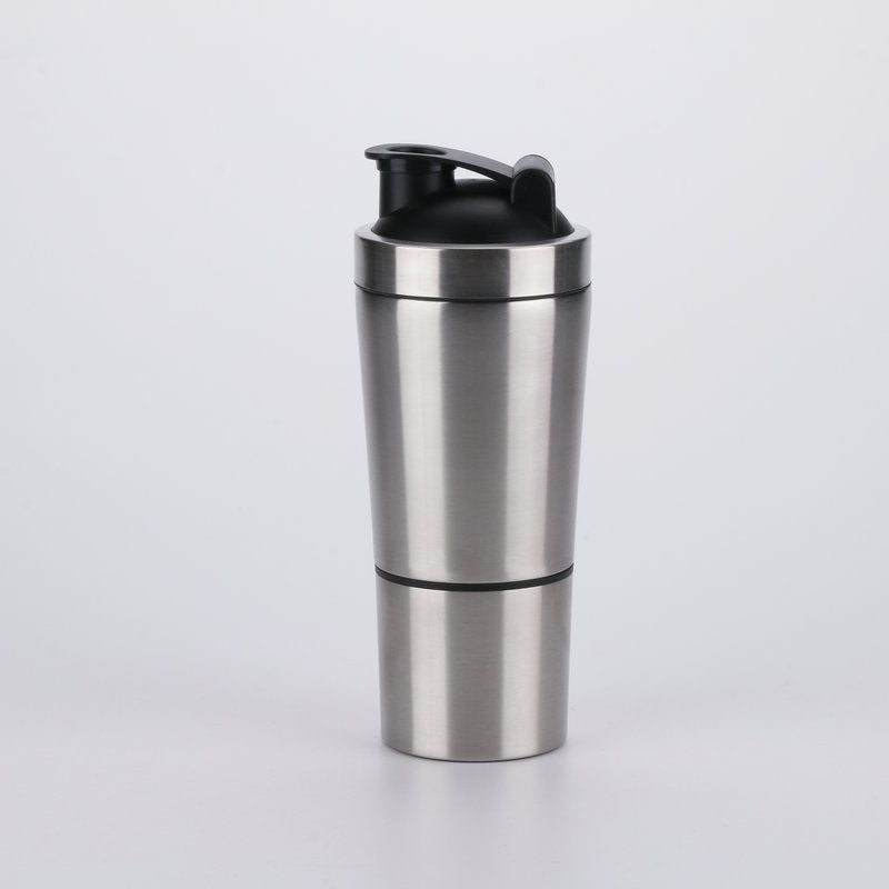 Bouteille Shaker en Acier Inoxydable pour Fitness - Silver