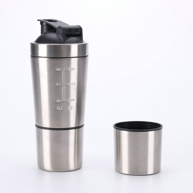 Bouteille Shaker en Acier Inoxydable pour Fitness - Silver