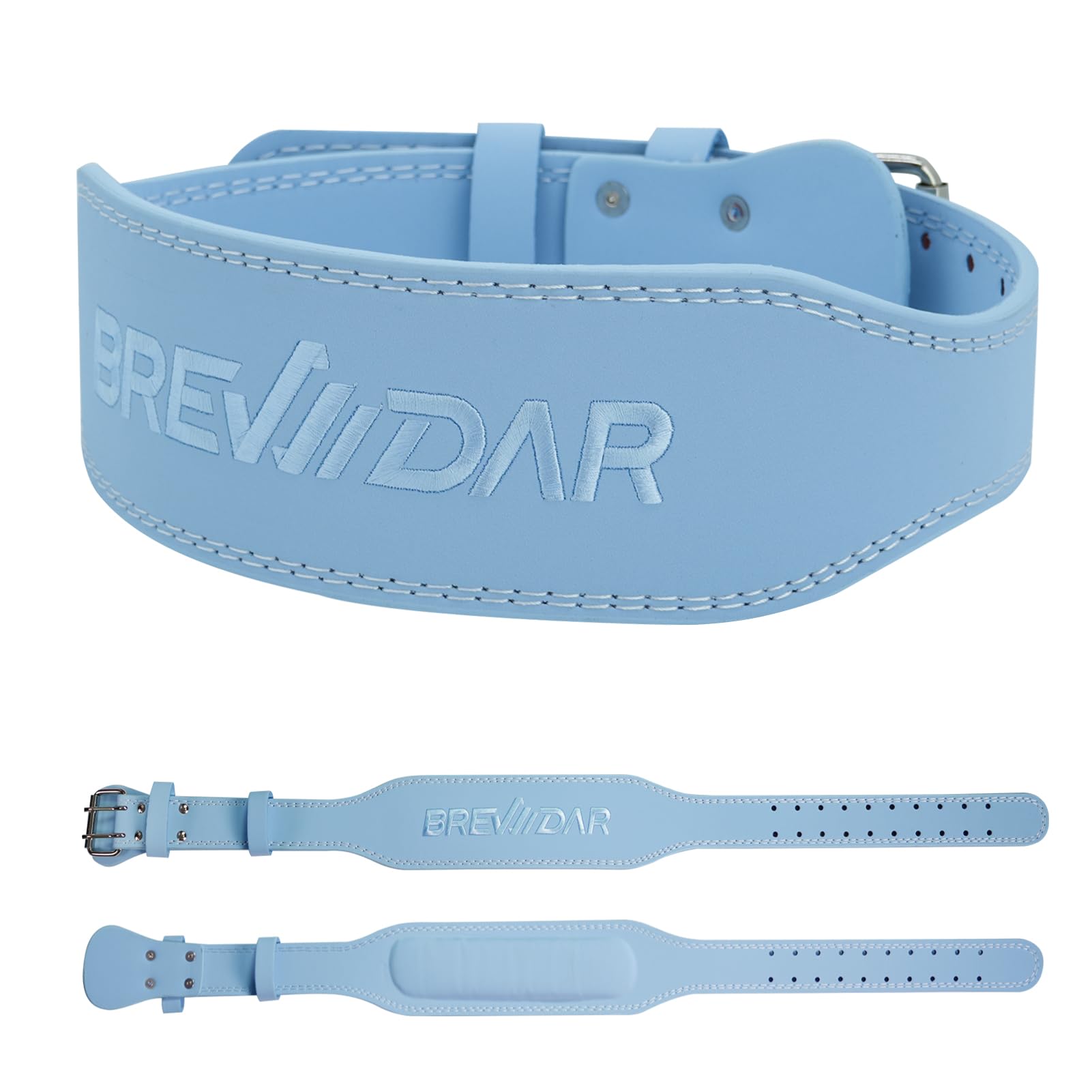 Ceinture d’haltérophilie en cuir pour hommes et femmes 4 pouces de large rembourrée au niveau des lombaires - Sky Blue