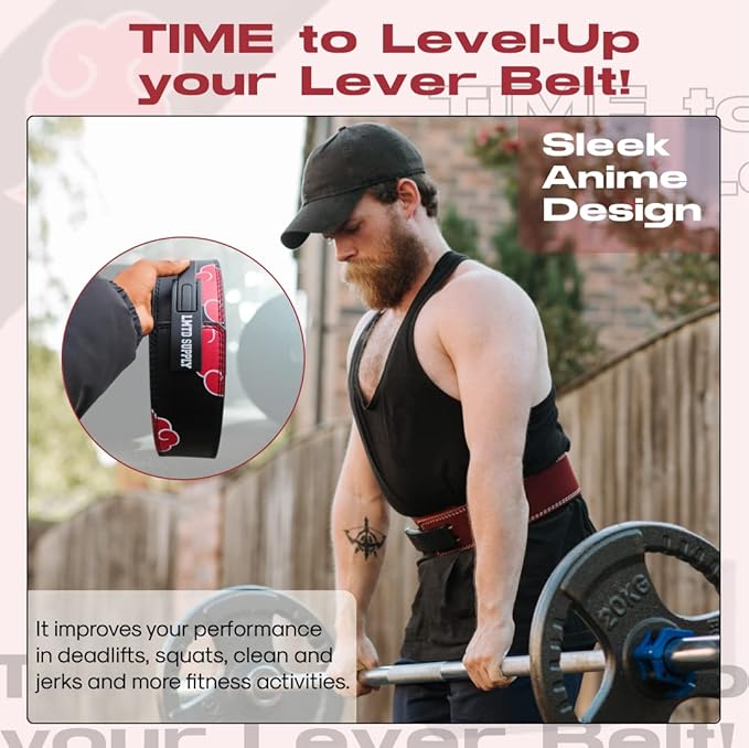 Ceinture Musculation Lever Belt Anime – Design Nuage Rouge 10mm - Extra Large - Accessoires Fitness