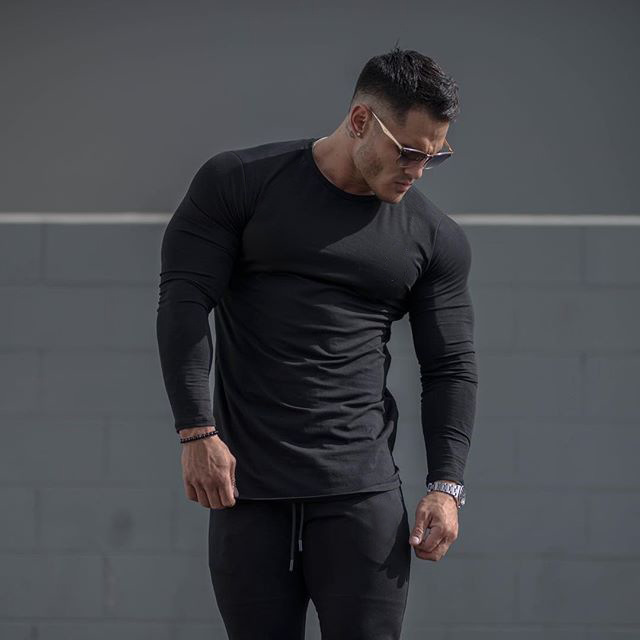 Chemise de Fitness à Manches Longues pour Homme - Black / L
