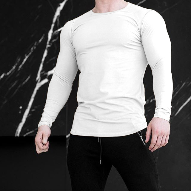 Chemise de Fitness à Manches Longues pour Homme - White / M
