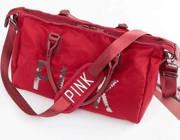 Large Capacity Fitness Sports Bag - Red silver sequins / 27Inch