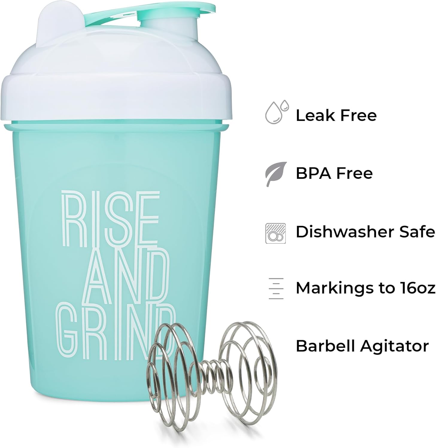 [Lot de 2] Gourde Shaker de 590 ML avec Citations Motivationnelles (Corail & Menthe) - Coral & Mint / 590 ML | 2 Pack