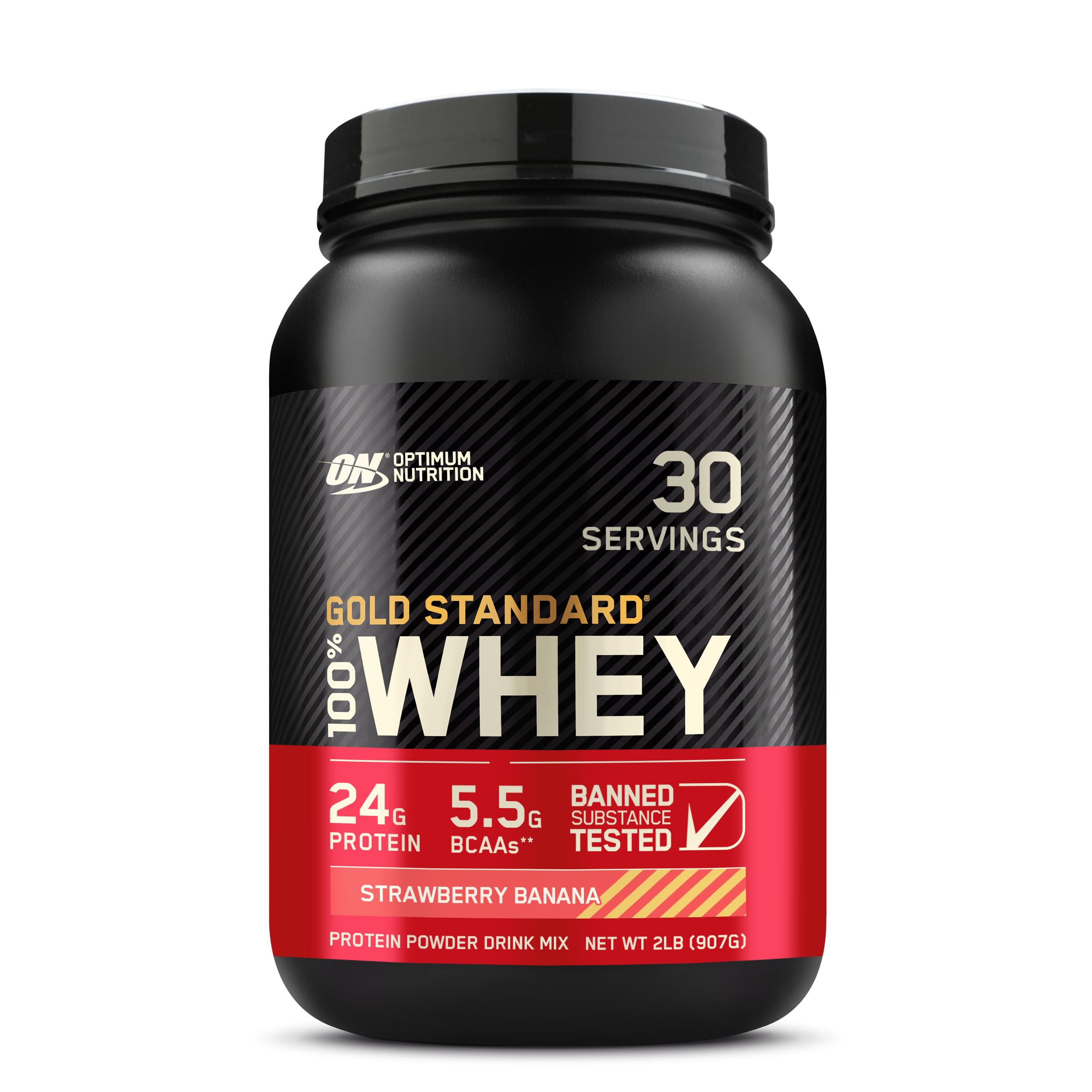 Optimum Nutrition Gold Standard 100% Poudre de Protéine de Whey Fraise Banane 2 Livres (L’emballage Peut Varier)