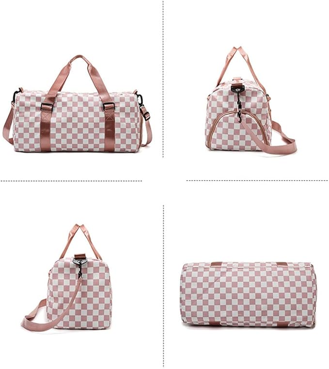 Sac de Sport Femme – Motif Carreaux Compartiment Chaussures & Poche Humide - pink - Sacs & Accessoires