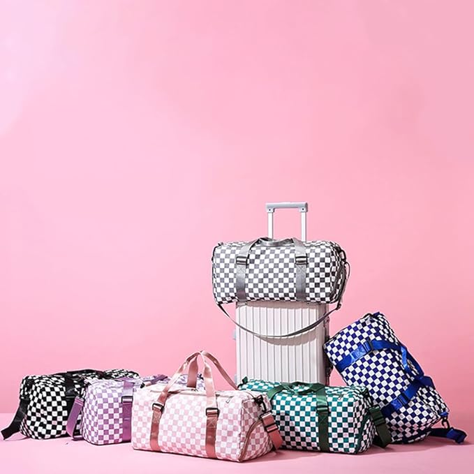 Sac de Sport Femme – Motif Carreaux Compartiment Chaussures & Poche Humide - pink - Sacs & Accessoires