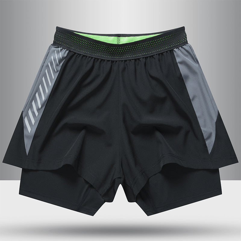 Shorts de Fitness Doublés Anti-Éblouissement pour Hommes - Black / XL