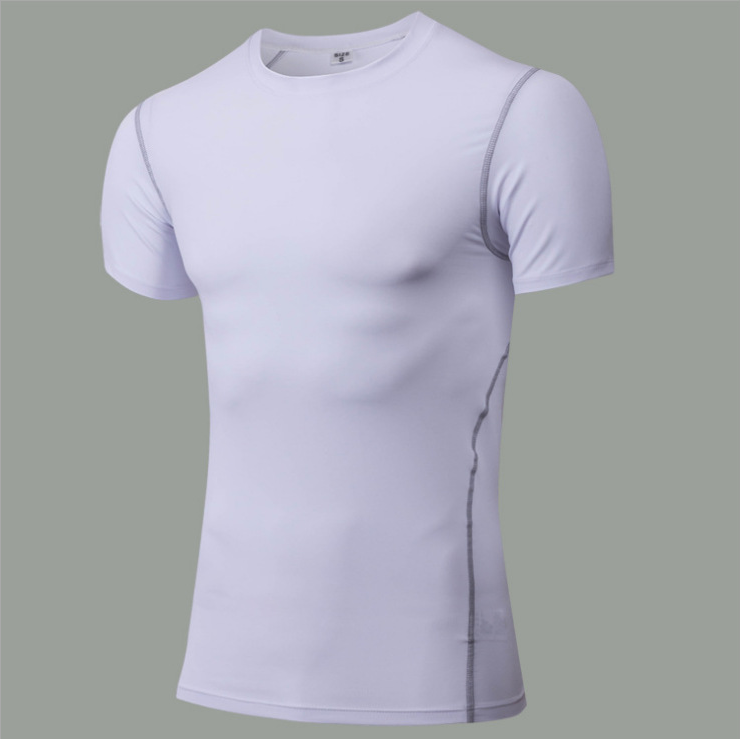 T-shirt de Compression Athlétique à Manches Courtes pour Fitness - White / XL
