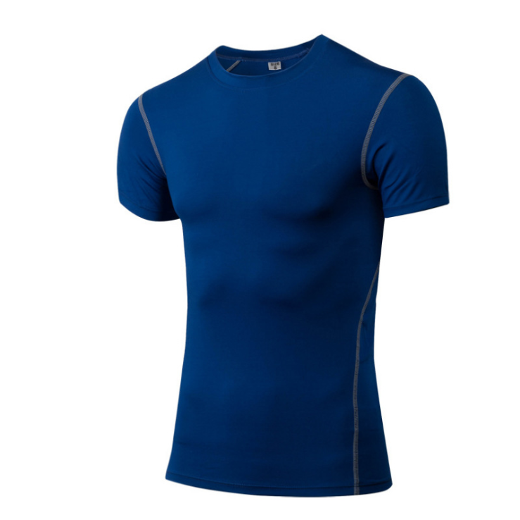 T-shirt de Compression Athlétique à Manches Courtes pour Fitness - Blue / XXL