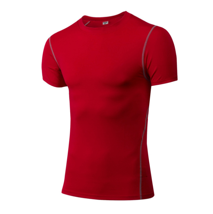 T-shirt de Compression Athlétique à Manches Courtes pour Fitness - Red / XL