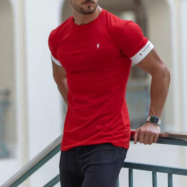 T-Shirt de Sport Homme – Coton Respirant pour la Salle de Sport - red / M