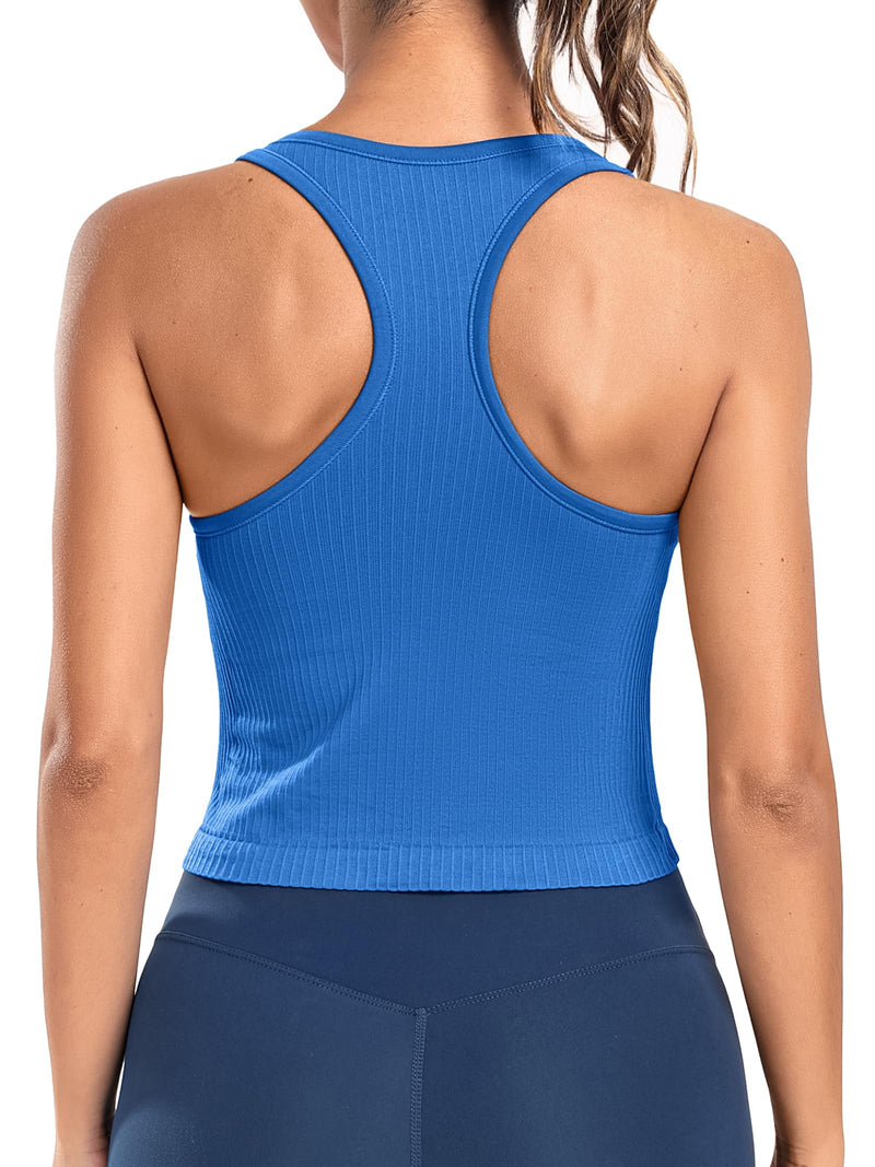 Top de Sport Femme ATTRACO – Soutien-Gorge Intégré Sans Manches & Gainant - Blue / S - Vêtements Fitness